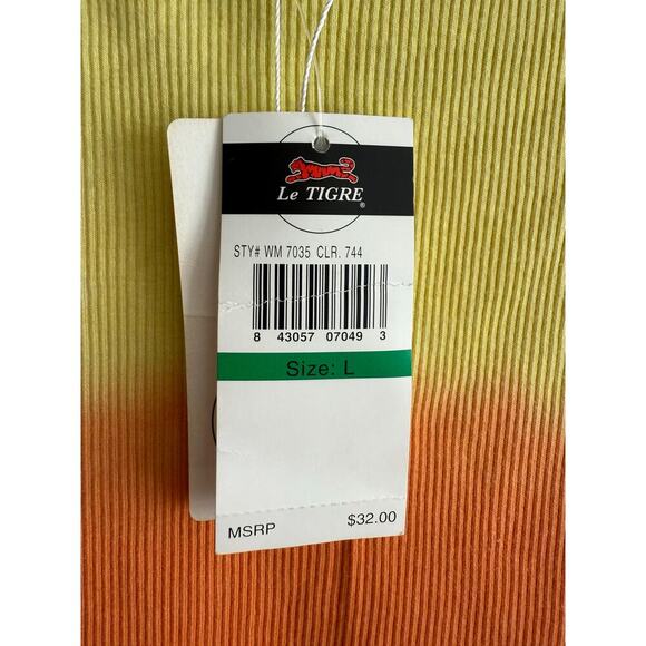 Vintage Le Tigre Yellow Orange Ombre Tank 90s Y2K size Large - Picture 3 of 4